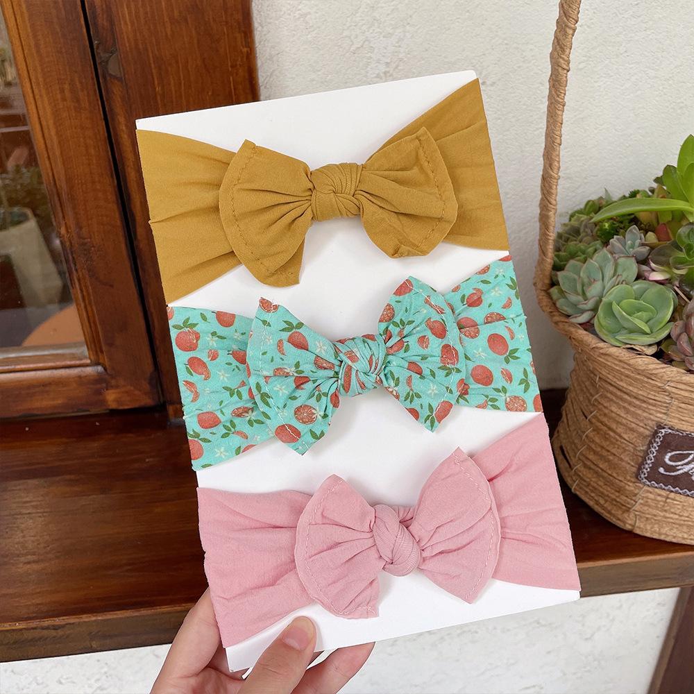 Baby Nylon Bow Printed Hair Bands Babywear Wholesale 3-Pack