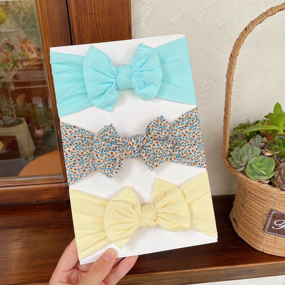 Baby Nylon Bow Printed Hair Bands Babywear Wholesale 3-Pack