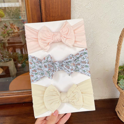 Baby Nylon Bow Printed Hair Bands Babywear Wholesale 3-Pack