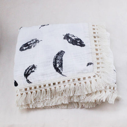 Children's Double Cotton Soft Tassel Baby Bath Towel Baby Blanket