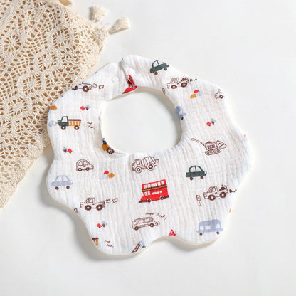 Newborn Baby Bibs 6 layers cotton yarn petal bib Rainbow Leopard Heart Animal Printed Wholesale