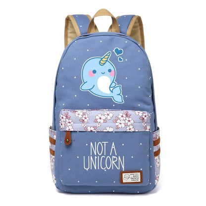Not A Unicorn Canvas Whale Backpack