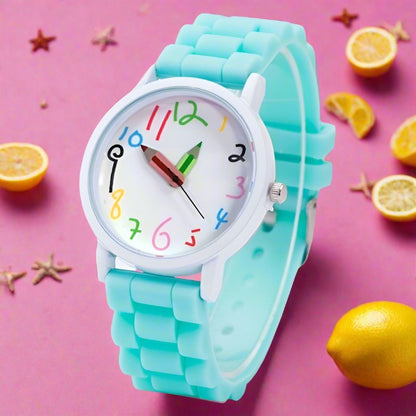 Pencil pointer quartz wristwatch