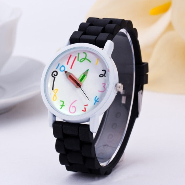 Pencil pointer quartz wristwatch