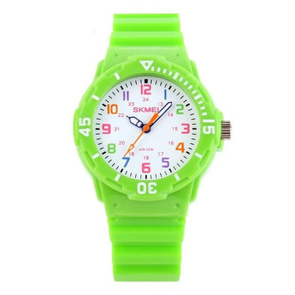 Girl's Educational Pink Watch With Multicolored Numbers
