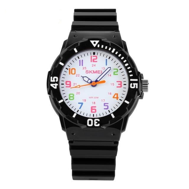 Girl's Educational Pink Watch With Multicolored Numbers
