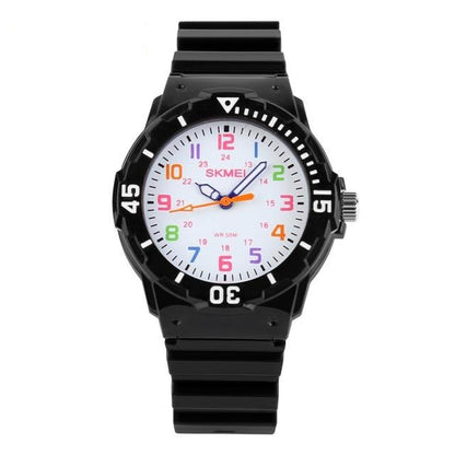 Girl's Educational Pink Watch With Multicolored Numbers