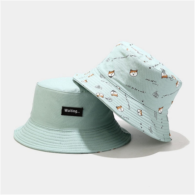 Cartoon Dog Print Fisherman Bucket Hat