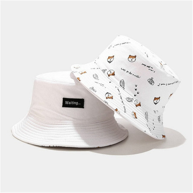Cartoon Dog Print Fisherman Bucket Hat