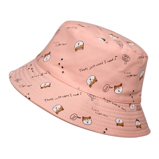 Cartoon Dog Print Fisherman Bucket Hat
