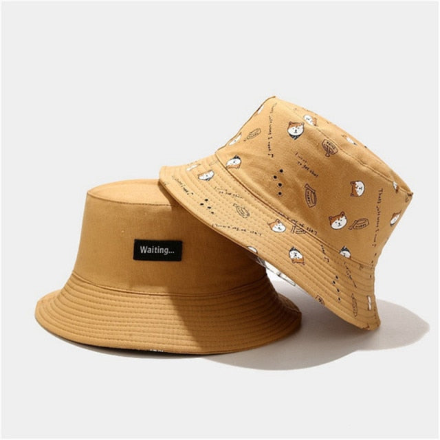 Cartoon Dog Print Fisherman Bucket Hat