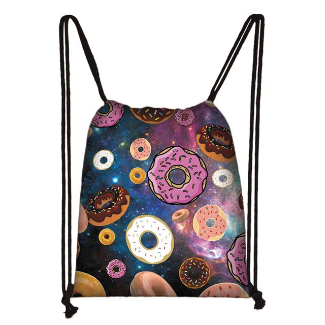 Lovely Donut Rainbow Drawstring Bag