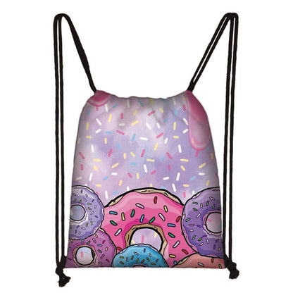 Lovely Donut Rainbow Drawstring Bag