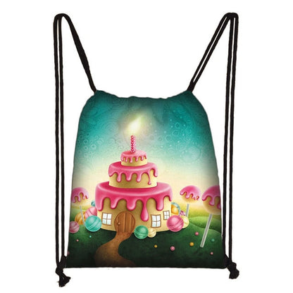 Lovely Donut Rainbow Drawstring Bag
