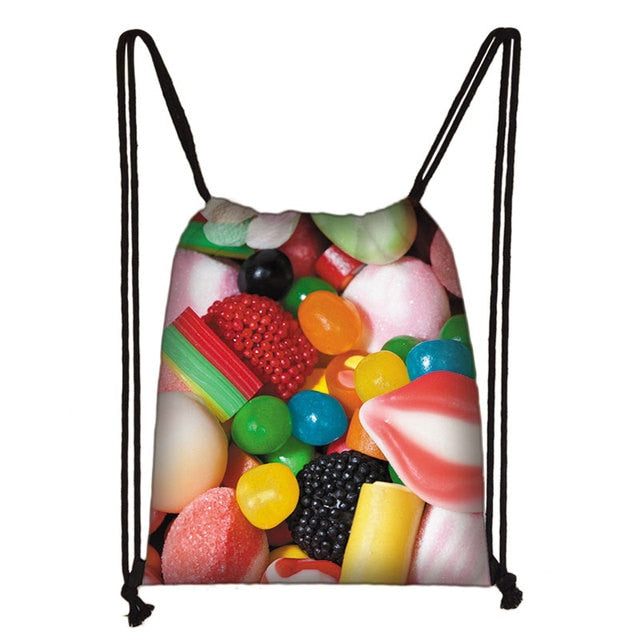 Lovely Donut Rainbow Drawstring Bag