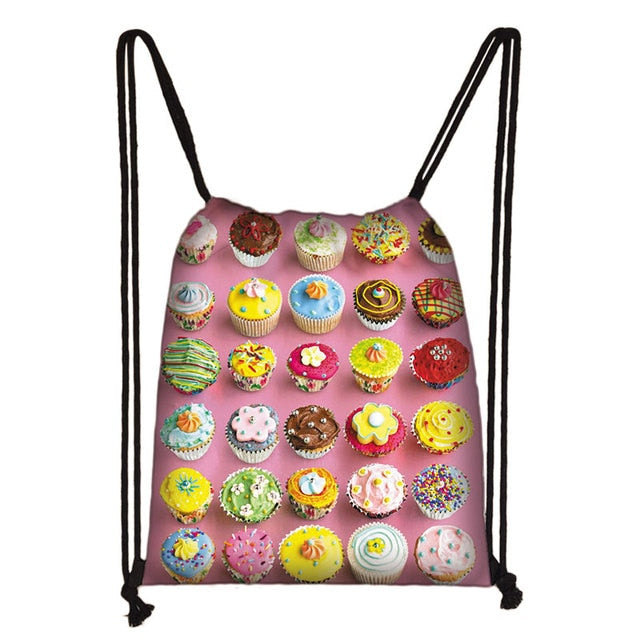 Lovely Donut Rainbow Drawstring Bag