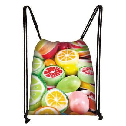 Lovely Donut Rainbow Drawstring Bag