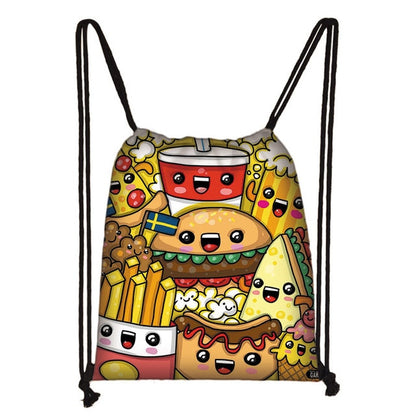 Lovely Donut Rainbow Drawstring Bag