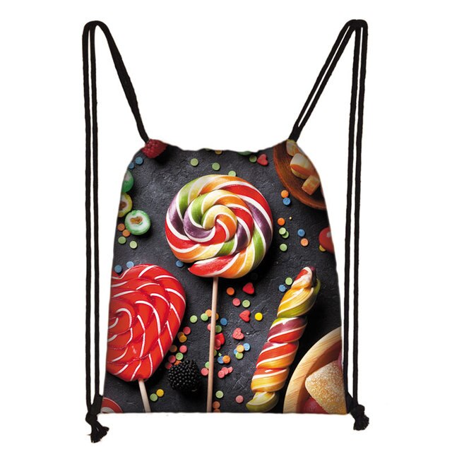 Lovely Donut Rainbow Drawstring Bag