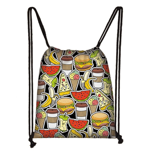 Lovely Donut Rainbow Drawstring Bag
