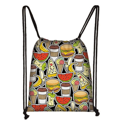Lovely Donut Rainbow Drawstring Bag