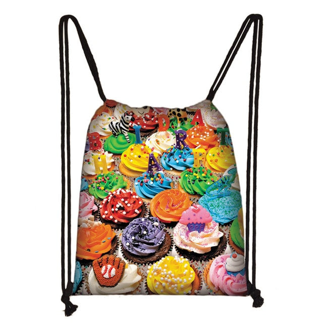 Lovely Donut Rainbow Drawstring Bag