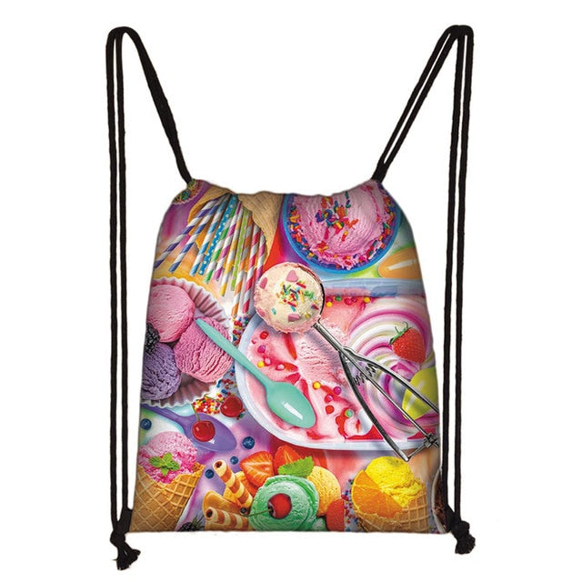 Lovely Donut Rainbow Drawstring Bag