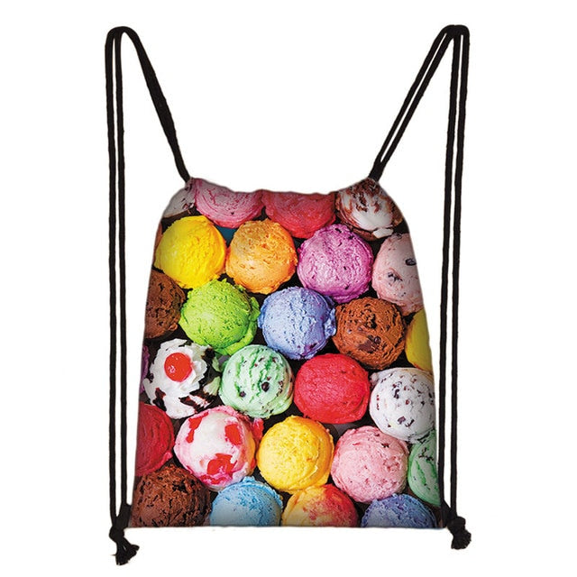 Lovely Donut Rainbow Drawstring Bag