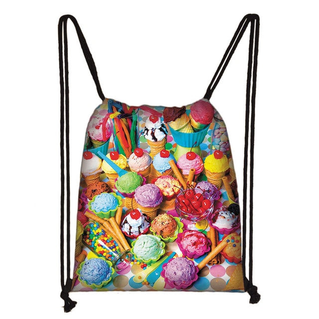 Lovely Donut Rainbow Drawstring Bag