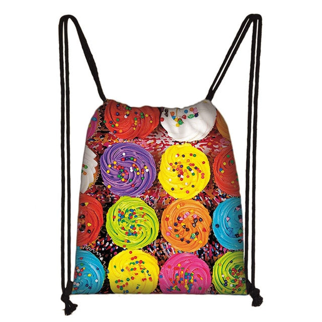 Lovely Donut Rainbow Drawstring Bag