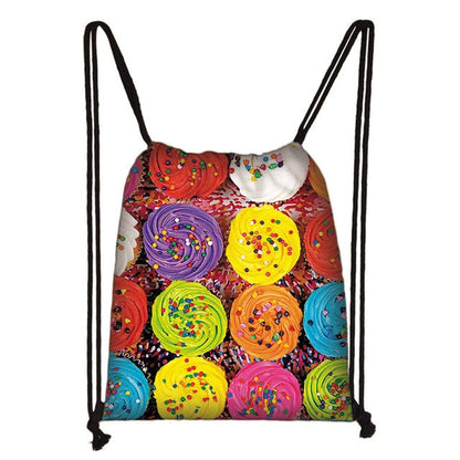 Lovely Donut Rainbow Drawstring Bag