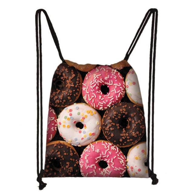 Lovely Donut Rainbow Drawstring Bag