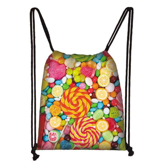 Lovely Donut Rainbow Drawstring Bag