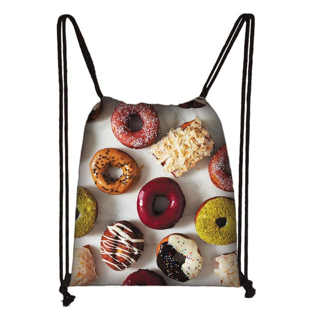 Lovely Donut Rainbow Drawstring Bag