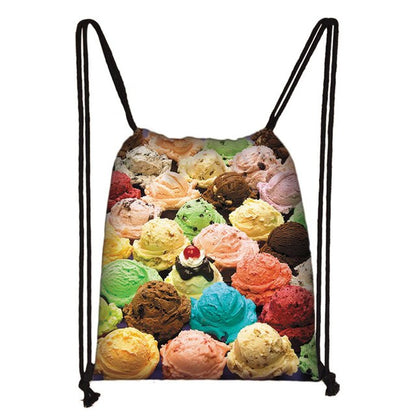 Lovely Donut Rainbow Drawstring Bag