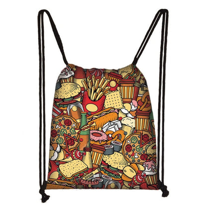 Lovely Donut Rainbow Drawstring Bag