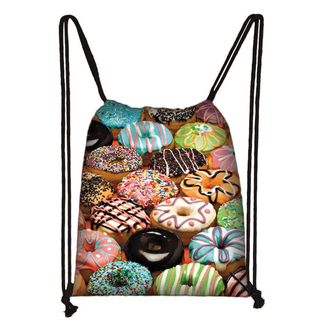 Lovely Donut Rainbow Drawstring Bag