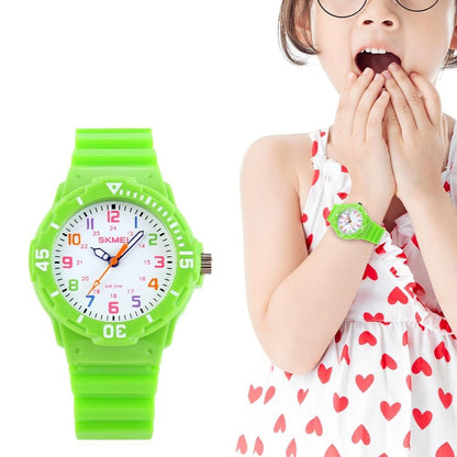 Girl's Educational Pink Watch With Multicolored Numbers