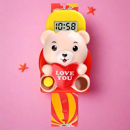 Digital Girl's Watch With Teddy Dial