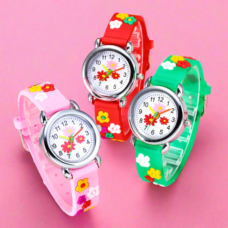 Girl's Watch With Flower Strap And Dial