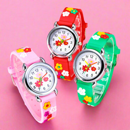 Girl's Watch With Flower Strap And Dial
