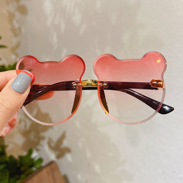Kids Cute Cartoon Bear Shape Round Sunglasses