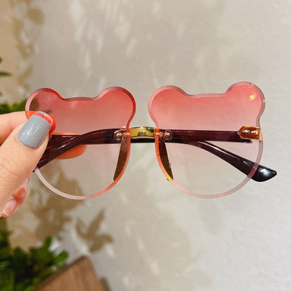 Kids Cute Cartoon Bear Shape Round Sunglasses