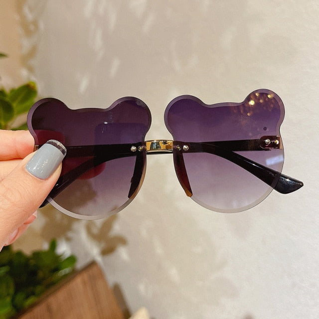 Kids Cute Cartoon Bear Shape Round Sunglasses