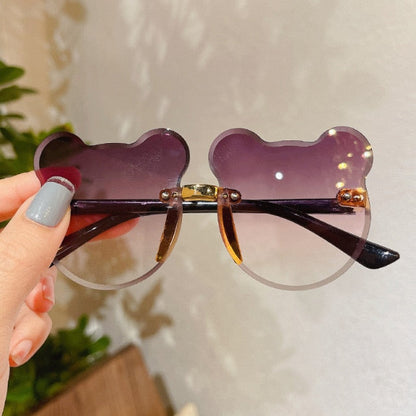 Kids Cute Cartoon Bear Shape Round Sunglasses