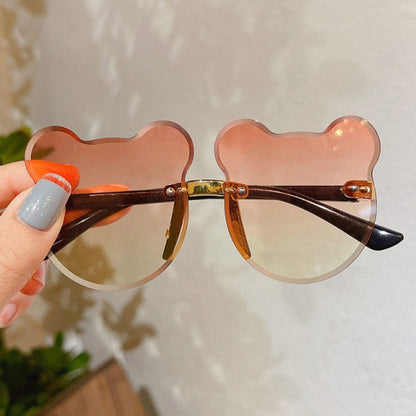 Kids Cute Cartoon Bear Shape Round Sunglasses