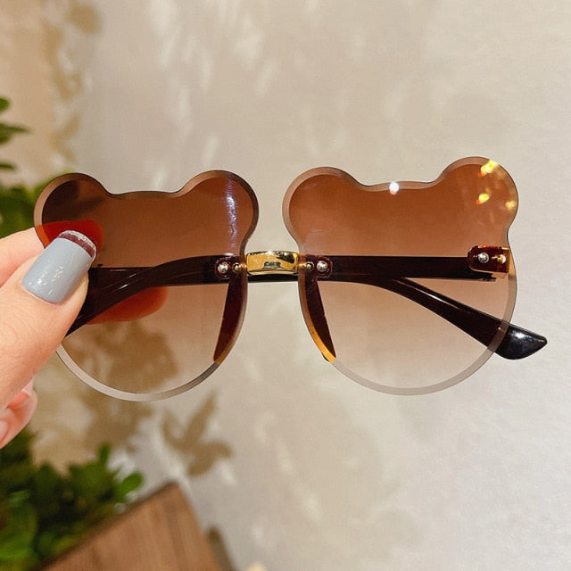 Kids Cute Cartoon Bear Shape Round Sunglasses