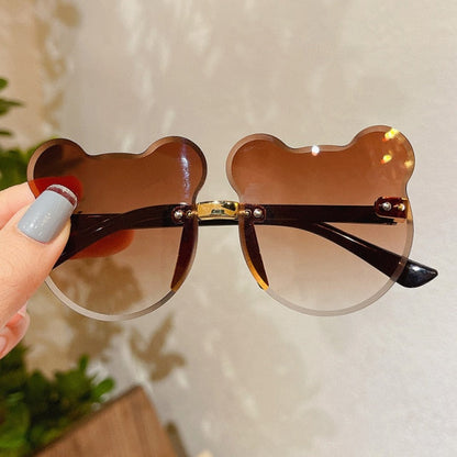 Kids Cute Cartoon Bear Shape Round Sunglasses