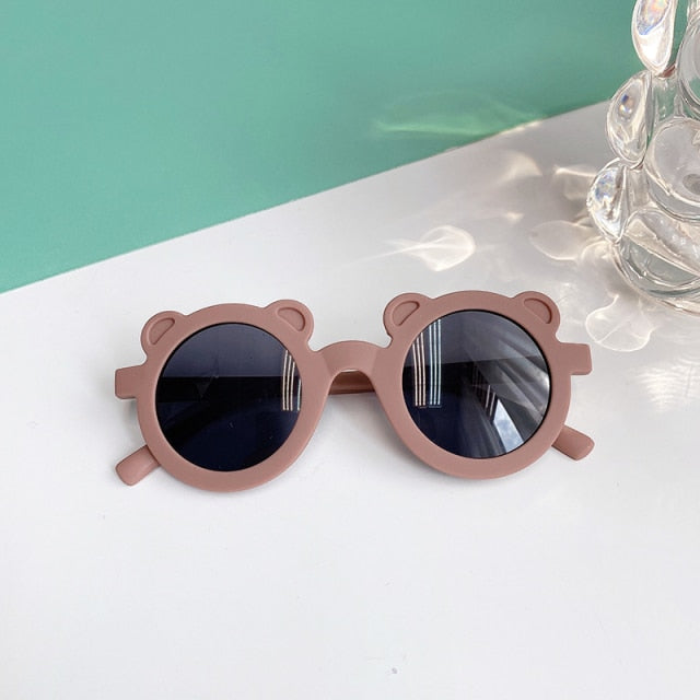 Kids Cute Cartoon Bear Shape Round Sunglasses