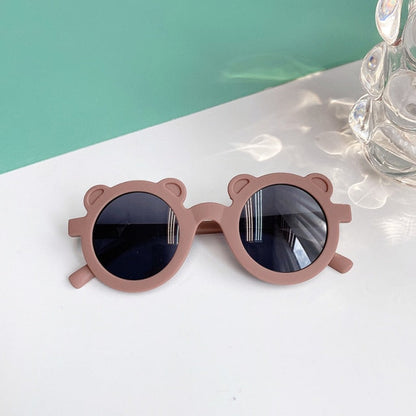 Kids Cute Cartoon Bear Shape Round Sunglasses